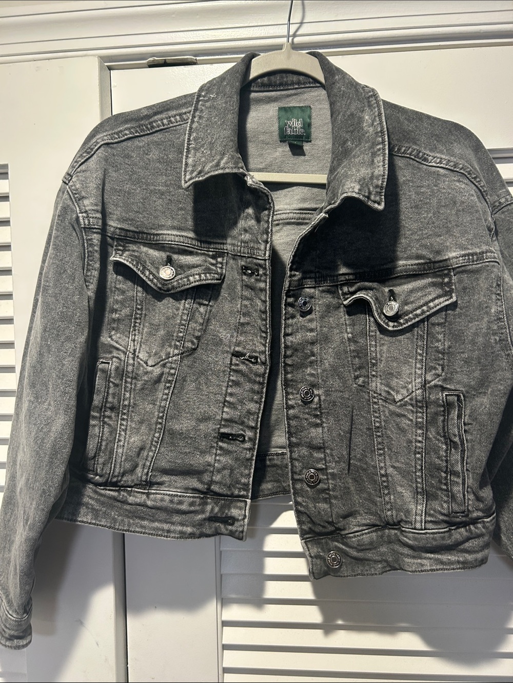 wild fable Washed Black Cropped Denim Jacket